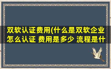 双软认证费用(什么是双软企业 怎么认证 费用是多少 流程是什么)